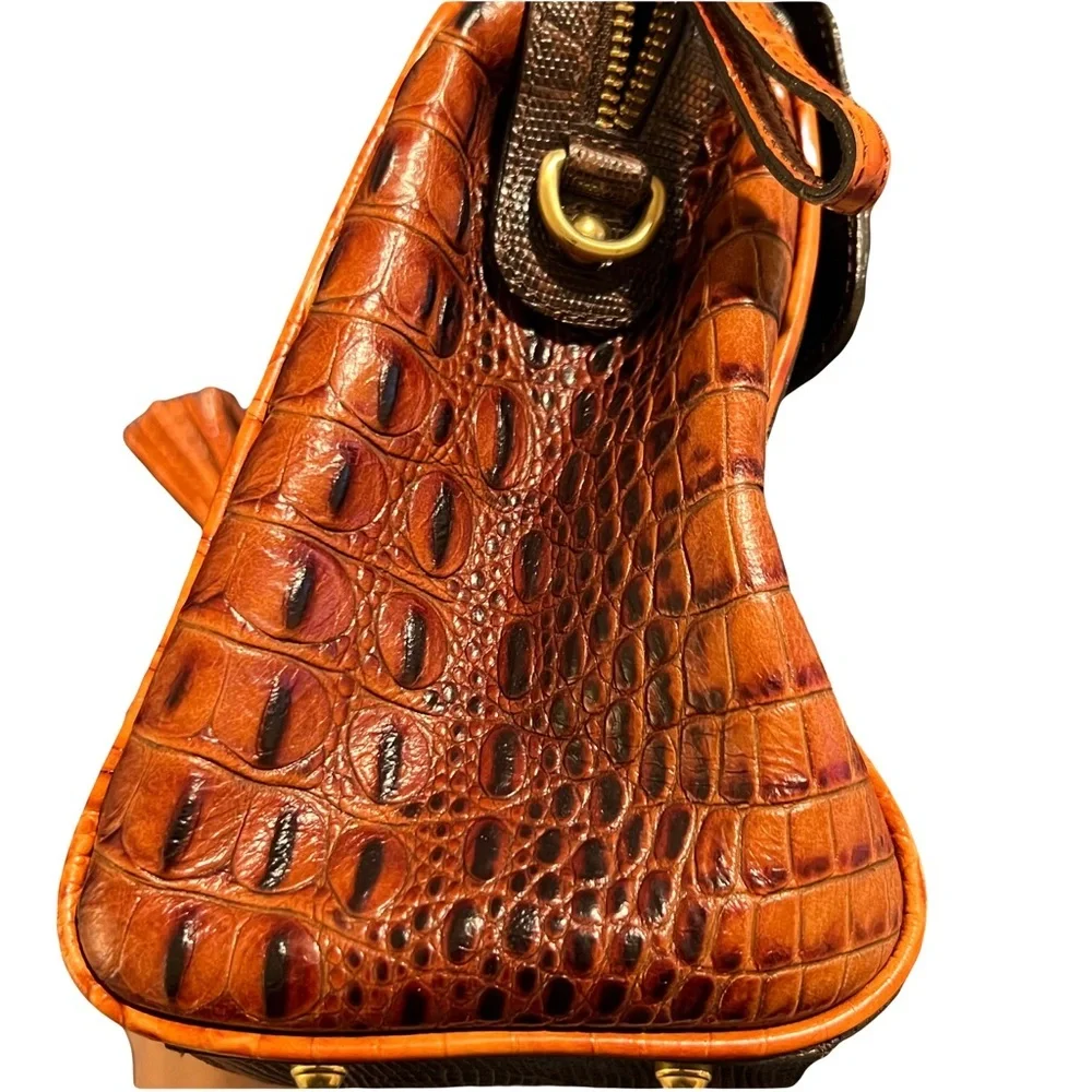 Brahmin Elegant Brown Crocodile-Embossed Handbag